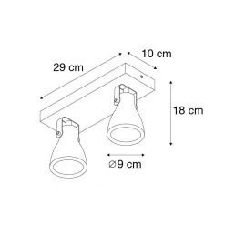 Billig 💯 QAZQA Industrielle Deckenlampe Holz mit Beton 2-flammig - Creto 🎁 -Deckenleuchten Verkaufs-Shop 5756 104420 4