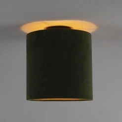 Blitzangebot 🤩 QAZQA Deckenleuchte mit Samtschirm grün/gold 25 cm - Combi schwarz ✨ -Deckenleuchten Verkaufs-Shop 5758 98637 8