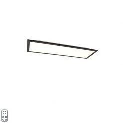 Auslauf 🧨 QAZQA Deckenleuchte schwarz 80 cm inkl. LED mit Fernbedienung - Live 🤩