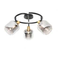 Top 10 ⭐ QAZQA Plafondspot zwart met smoke glas rond 3-lichts - Zuzanna 🛒 -Deckenleuchten Verkaufs-Shop 5838 105510 6