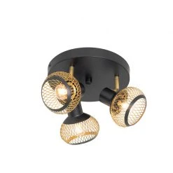 Großhandel 😍 QAZQA Modernes Punktschwarz mit Gold 3-Licht - Lucas 🌟 -Deckenleuchten Verkaufs-Shop 5853 105155 8