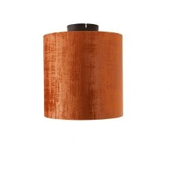 Besorgen 💯 QAZQA Deckenleuchte mattschwarz Samtschirm rot 25 cm - Kombi 🛒 -Deckenleuchten Verkaufs-Shop 5891 104211 2