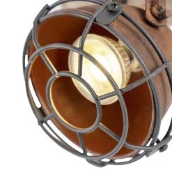 Budget 🤩 QAZQA Industriestrahler rostbraun mit Holz kippbar 2-Licht - Gina 🔥 -Deckenleuchten Verkaufs-Shop 5905 96673 6