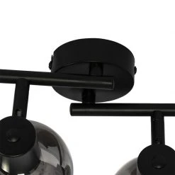 Neu 🥰 QAZQA Art Deco Deckenleuchte schwarz mit Rauchglas 4-Licht - Vidro 🔔 -Deckenleuchten Verkaufs-Shop 5913 102480 7