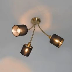 Rabatt 😉 QAZQA Moderne Deckenleuchte Messing mit Schirm schwarz 3-flammig - Merwe 🤩 -Deckenleuchten Verkaufs-Shop 5917 104940 11