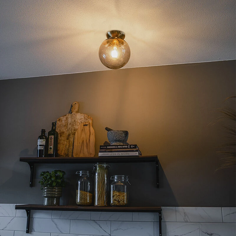 Top 10 😀 QAZQA Art Deco Deckenlampe Messing mit Rauchglas - Pallon ⭐ 2 Top 10 😀 QAZQA Art Deco Deckenlampe Messing mit Rauchglas - Pallon ⭐ – Bild 2