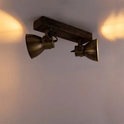 Am billigsten 🔥 QAZQA Deckenleuchte Bronze 2-Lichter mit Holz - Mangos 🌟 -Deckenleuchten Verkaufs-Shop 5956 102353 11