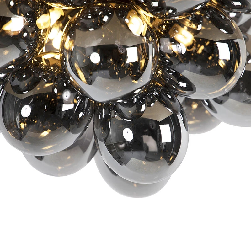 Aktion ❤️ QAZQA Design Deckenleuchte schwarz mit Rauchglas 6 Lampen - Uvas 🔥 3 Aktion ❤️ QAZQA Design Deckenleuchte schwarz mit Rauchglas 6 Lampen - Uvas 🔥 – Bild 3