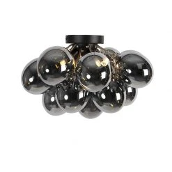 Bester Verkauf 🧨 QAZQA Design Deckenleuchte schwarz mit Rauchglas 4 Lampen - Uvas 👍 -Deckenleuchten Verkaufs-Shop 6013 102344 6