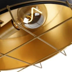 Am billigsten 🥰 QAZQA Industrielle Deckenleuchte schwarz mit Gold 35 cm - Barril 😀 -Deckenleuchten Verkaufs-Shop 6025 104876 2