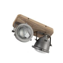 Beste Bewertungen von 😍 QAZQA Industriespot Stahl mit Holz kippbar 2-Licht - Emado 🛒 -Deckenleuchten Verkaufs-Shop 6032 96669 12