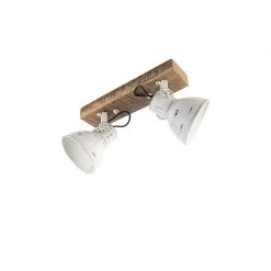 Bester Verkauf 🎉 QAZQA Industriestrahler weiß mit Mangoholz 2-hell - Mangos 🔥 -Deckenleuchten Verkaufs-Shop 6032 98842 12