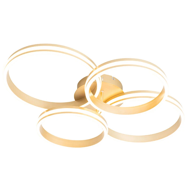 Billig 🎉 QAZQA Deckenleuchte Messing inkl. LED 3-stufig dimmbar 4-flammig - Navara 🤩 2 Billig 🎉 QAZQA Deckenleuchte Messing inkl. LED 3-stufig dimmbar 4-flammig - Navara 🤩 – Bild 2