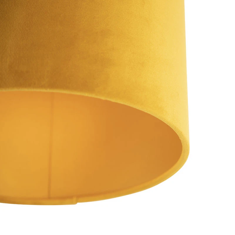 Brandneu 🎉 QAZQA Deckenleuchte mit Samtschirm ocker/gold 25cm - Combi schwarz ⌛ 3 Brandneu 🎉 QAZQA Deckenleuchte mit Samtschirm ocker/gold 25cm - Combi schwarz ⌛ – Bild 3