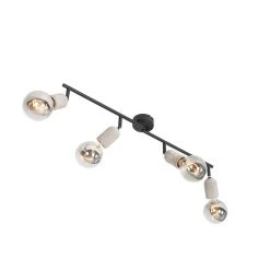 Besorgen 👏 QAZQA Industriedeckenfleck schwarz mit Beton 4-Licht - Pedra 🔔 -Deckenleuchten Verkaufs-Shop 6075 103169 8