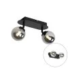 Aktion 👍 QAZQA Spot schwarz mit Rauchglas 2-Licht verstellbar - Athen 🧨