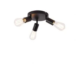 Auslauf 🛒 QAZQA Moderne Deckenleuchte schwarz 3-Licht rund - Facil 🥰