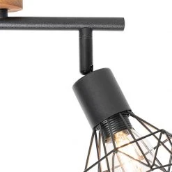 Coupon ⌛ QAZQA Spot zwart met hout draai- en kantelbaar 2-lichts - Mosh 💯 -Deckenleuchten Verkaufs-Shop 6124 105638 6