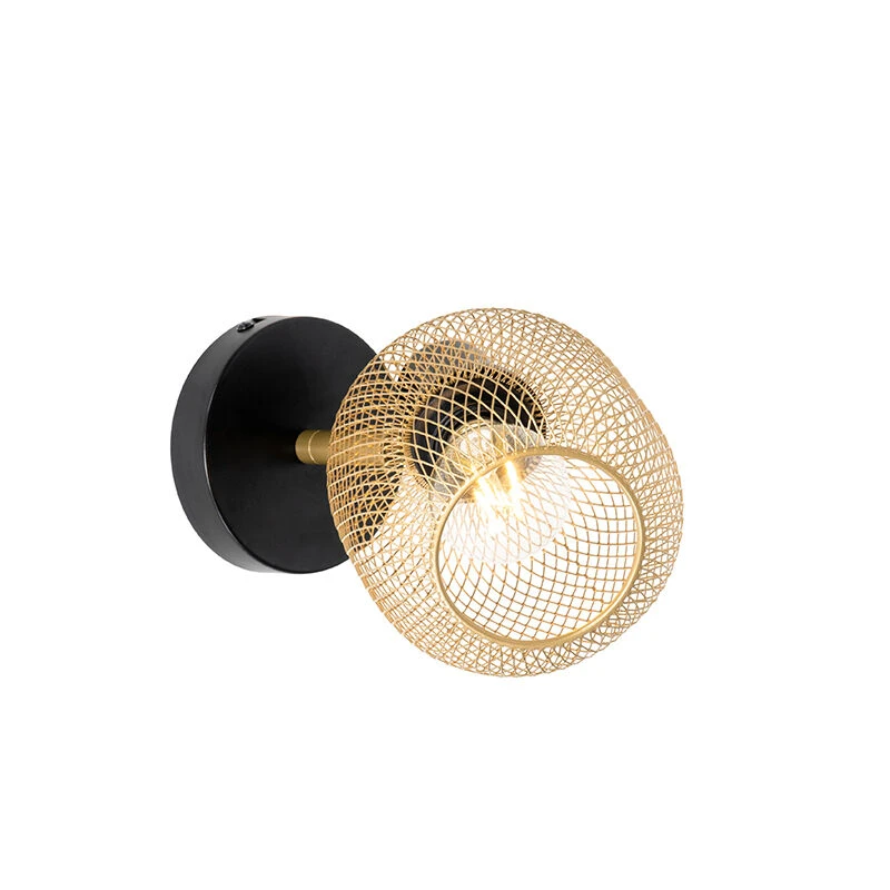 Großhandel ✔️ QAZQA Industriespot schwarz mit gold - Bliss Mesh ⌛ 5 Großhandel ✔️ QAZQA Industriespot schwarz mit gold - Bliss Mesh ⌛ – Bild 5