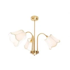 Budget 🤩 QAZQA Klassische Deckenleuchte aus Messing mit weißem Lampenschirm 3-flammig - Nona 👏 -Deckenleuchten Verkaufs-Shop 6158 104404 10