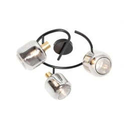 Top 10 ⭐ QAZQA Plafondspot zwart met smoke glas rond 3-lichts - Zuzanna 🛒 -Deckenleuchten Verkaufs-Shop 6160 105510 7