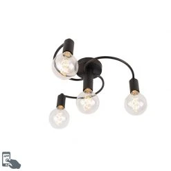 Angebote 🔥 QAZQA Smart Deckenleuchte schwarz inkl. 4 WiFi G95 - Facil 😍