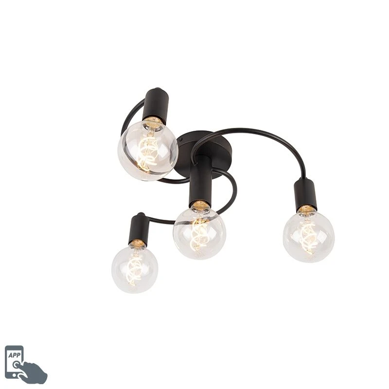 Angebote 🔥 QAZQA Smart Deckenleuchte schwarz inkl. 4 WiFi G95 - Facil 😍 1 Angebote 🔥 QAZQA Smart Deckenleuchte schwarz inkl. 4 WiFi G95 - Facil 😍