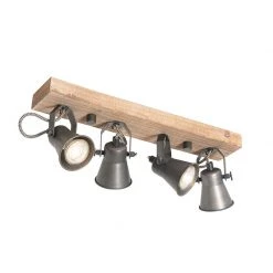 Rabatt 🔥 QAZQA Ländliche Deckenlampe schwarz mit Holz 4-flammig - Jelle ✔️ -Deckenleuchten Verkaufs-Shop 6209 103995 2