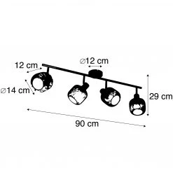 Aktion 👍 QAZQA Industriespot schwarz 4-flammig - Bliss Mesh ✨ -Deckenleuchten Verkaufs-Shop 6215 104482 3