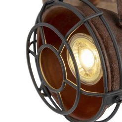 Bestpreis 🧨 QAZQA Industriespot rostbraun mit Holz kippbar - Gina ✔️ -Deckenleuchten Verkaufs-Shop 6220 96672 7