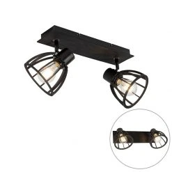 Schlussverkauf 😍 QAZQA Industrielle Deckenlampe schwarz 2-flammig - Fotu 💯