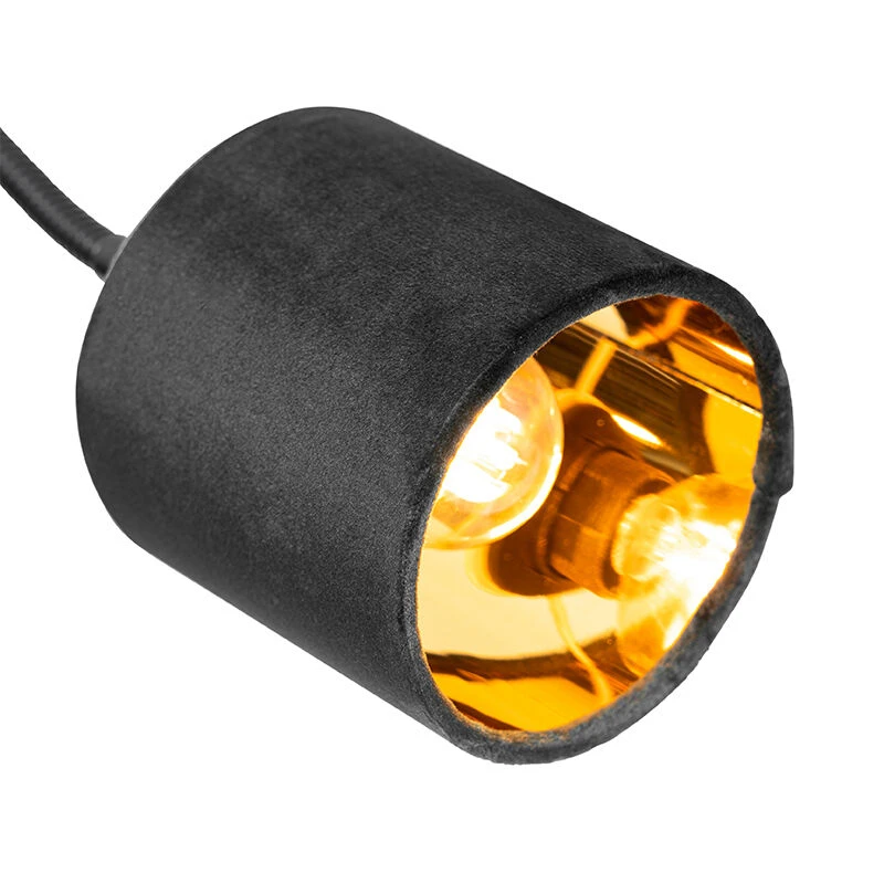 Neu 🎉 QAZQA Moderne Deckenleuchte schwarz mit Schirm schwarz 3-flammig - Merwe 🤩 2 Neu 🎉 QAZQA Moderne Deckenleuchte schwarz mit Schirm schwarz 3-flammig - Merwe 🤩 – Bild 2