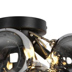 Bester Verkauf 🧨 QAZQA Design Deckenleuchte schwarz mit Rauchglas 4 Lampen - Uvas 👍 -Deckenleuchten Verkaufs-Shop 6251 102344 5