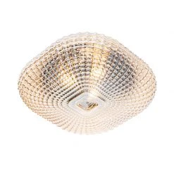 Aktion 🛒 QAZQA Klassische Deckenleuchte schwarz mit braunem Glas 40 cm IP44 - Damian 🎉 -Deckenleuchten Verkaufs-Shop 6259 104982 7