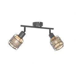 Neu 🌟 QAZQA Design-Deckenleuchte Schwarz mit Gold 2-flammig - Noud 😉 -Deckenleuchten Verkaufs-Shop 6275 105046 11