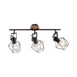 Budget 😀 Paul Neuhaus Industrielle Deckenleuchte schwarz mit Holz 3-Flammig - Sven 💯 -Deckenleuchten Verkaufs-Shop 6279 103755 5