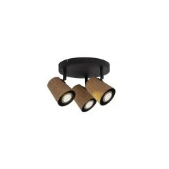 Schlussverkauf 🤩 QAZQA Deckenfleck schwarz mit Korkschirm 3-Licht verstellbar - Corky ⭐ -Deckenleuchten Verkaufs-Shop 6293 102367 8