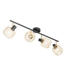 Budget 🌟 QAZQA Industriespot schwarz mit goldenen 4-Lichtern - Bliss Mesh 🔥 -Deckenleuchten Verkaufs-Shop 6329 104483 9