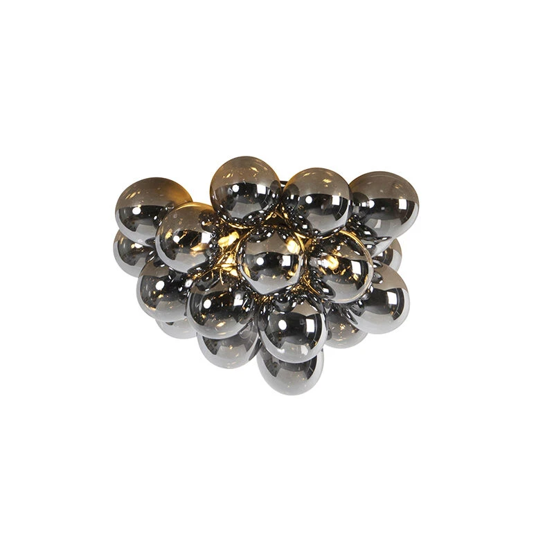 Aktion ❤️ QAZQA Design Deckenleuchte schwarz mit Rauchglas 6 Lampen - Uvas 🔥 1 Aktion ❤️ QAZQA Design Deckenleuchte schwarz mit Rauchglas 6 Lampen - Uvas 🔥