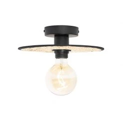 Bestes Angebot 🔔 QAZQA Country Decken- und Wandleuchte schwarz mit Rattan 25 cm - Kata 🎉 -Deckenleuchten Verkaufs-Shop 6363 105551 5