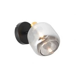 Besorgen 😀 QAZQA Design plafondspot zwart met goud met smoke glas - Zuzanna 😍 -Deckenleuchten Verkaufs-Shop 6366 105501 2