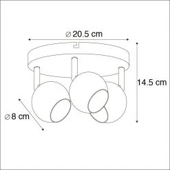 Blitzangebot ✔️ QAZQA Retro Rundstrahler Stahl mit 3-flammiger Deckenplatte - Gissi 😉 -Deckenleuchten Verkaufs-Shop 6384 96505 4