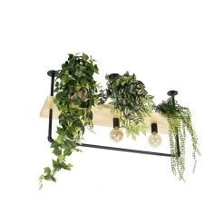 Aktion 🌟 QAZQA Industrielle Deckenleuchte schwarz mit Holz 3-Licht - Regal 🧨 -Deckenleuchten Verkaufs-Shop 6391 103039 13