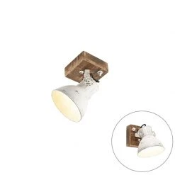 Budget 🥰 QAZQA Industriespot weiß mit Mangoholz 18 cm - Mangos 🧨