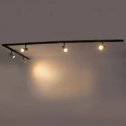 Blitzangebot ⭐ QAZQA Schienensystem mit 5 Punkten 1-phasig schwarz mit Gold - Jeana 🌟 -Deckenleuchten Verkaufs-Shop 6414 99265 13 1