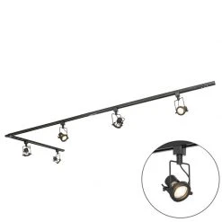 Bestpreis 😀 QAZQA Schienensystem mit 5 Spots 1-phasig schwarz - Sulux 🔥