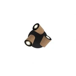 Schlussverkauf 🤩 QAZQA Deckenfleck schwarz mit Korkschirm 3-Licht verstellbar - Corky ⭐ -Deckenleuchten Verkaufs-Shop 6455 102367 7
