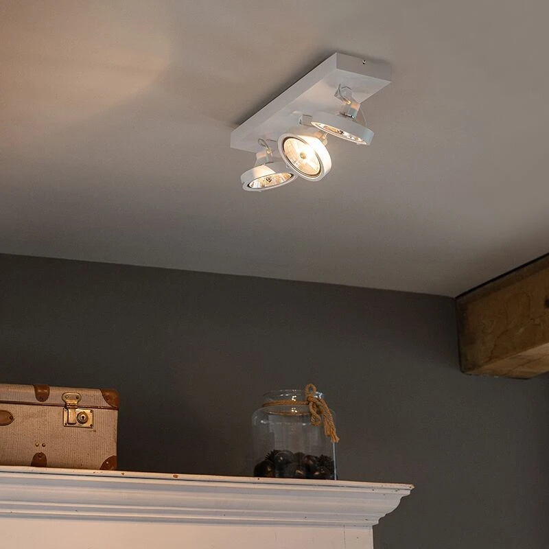 Aktion 😀 QAZQA Designspot weiß verstellbar 3-flammig inkl. LED - Go ❤️ 1 Aktion 😀 QAZQA Designspot weiß verstellbar 3-flammig inkl. LED - Go ❤️