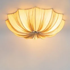 Angebote ⌛ QAZQA Design-Deckenlampe beige Seide 52 cm 3-flammig - Plu 🤩 -Deckenleuchten Verkaufs-Shop 6459 105323 10