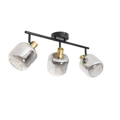 Großhandel 😀 QAZQA Plafondspot zwart met smoke glas langwerpig 3-lichts - Zuzanna 🥰 -Deckenleuchten Verkaufs-Shop 6463 105504 11